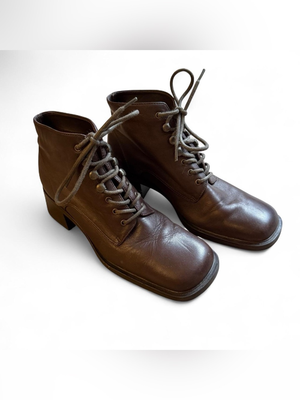 Vintage 90s Mootsies Tootsies Brown Leather Square Toe Boots 6.5